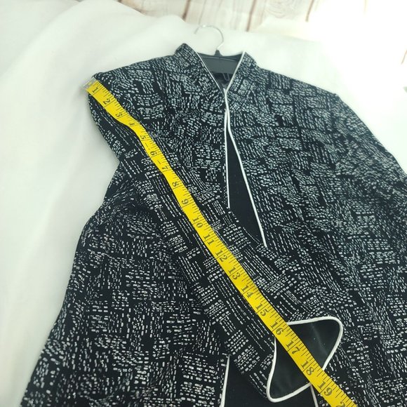 Alex Evenings Womens Black Abstract Long Sleeve Open Front Jacket Size Large - Picture 7 of 12